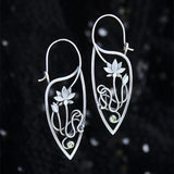 Lianfudai New Lotus Silver Color Earrings Elf Jewelry Fashion Floral Design Ladies Pendant Earrings Gift