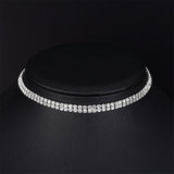 Lianfudai Bridal Wedding Prom 1-5 Row Rhinestone Choker Chain Necklace for Women Diamante Crystal Choker Necklace Elastic Cord