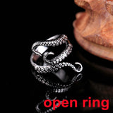 Lianfudai Creative Gothic Black Spider Animal Rings Funny Halloween Party Octopus Wizard Hat Ghost Pumpkins Finger Rings Halloween Jewelry