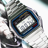 Lianfudai Luxury F91W Steel Band Watch Retro LED Digital Sports Military Watch Electronic Wrist Band Clock Ladies Men Couples