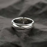 Lianfudai INS Fashion Silver Color Minimalist Irregular Twined Finger Rings Creative Geometric Punk Opening Rings for Women Girls Jewelry