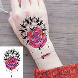 Lianfudai gifts for women  Waterproof Temporary Tattoo Sticker Rose Flower Hand back tatto Art  flash tatoo fake tattoos for women men