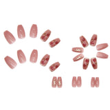 Lianfudai 24Pcs/Set Long T Glitter Wearing Reusable False Nails Nail Art Full Cover Artificial Fake Nails Ballerina False Nail