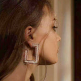 Lianfudai western jewelry for women New Shiny Rhinestone Imitation Pearl Hoop Earrings Women's Earrings Dinner Party Wedding Fashion Statement Jewelry Accessories