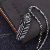 Lianfudai father's day gifts Goth Punk Angel Wings Feather Pendant Necklace for Men Women Trend Street Hip Hop Sweater Chains T-Shirt Accessories Jewelry