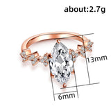 Lianfudai western jewelry for women Crystal Marquise Cubic Zircon Wedding Rings for Women Simple Stylish Design Female Finger-ring Party Gift Fashion Jewelry