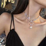 Lianfudai New Fashion Personality Geometric Modelling European Style Net Red Neck Ornaments Short Clavicle Chain Necklace Women