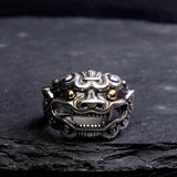 Lianfudai father's day gifts Classic Mens Personality Domineering Bull Head Ring Fashion Trend Bull Magic Ring Opening Adjustable Size Goth Punk Jewelry Gift