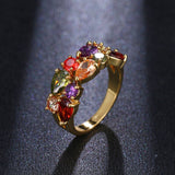 Lianfudai Hot Rose Goud Kleur Mona Lisa Ring voor Vrouwelijke Bruiloft met Kleurrijke Cubic Zirkoon Bijouterie Graduation Gift