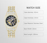 Lianfudai watches on sale Luxury Skeleton Watch with Baguette Bezel Bracelet Mechanical Men Wristwatches Top Brand Diamond Ice Out New Automatic Watches FREE SHIPPING