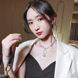 Lianfudai New Fashion Personality Geometric Modelling European Style Net Red Neck Ornaments Short Clavicle Chain Necklace Women