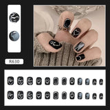 Lianfudai 24Pcs/Box Sweet Short Round/Square Head False Nail Art Full Cover Detachable Artificial Fake Nails Ballerina Press on Nails Tips