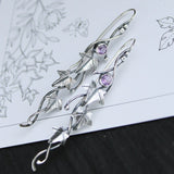 Lianfudai Silver color earrings Ivy Elven earrings Botanical jewelry Plant earrings Leaf design