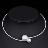 Lianfudai Women Diamante Rhinestone Choker Necklace Silver Color Wedding Bridal Party Crystal Collar Choker Chain Necklace Jewelry