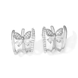 Lianfudai High Quality Silver Color Claws Stud Earrings for Women Daily Wear Fashion Luxury Female Ear Accessories INS Style Jewelry