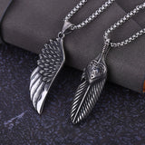 Lianfudai father's day gifts Goth Punk Angel Wings Feather Pendant Necklace for Men Women Trend Street Hip Hop Sweater Chains T-Shirt Accessories Jewelry