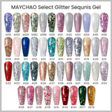 Lianfudai - Glitter Gel Nail Polish 7.3ml Semi-permanent Sequins Shiny Gel Base Top Coat Soak Off UV LED Varnish Nail Art Decoration