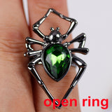 Lianfudai Creative Gothic Black Spider Animal Rings Funny Halloween Party Octopus Wizard Hat Ghost Pumpkins Finger Rings Halloween Jewelry