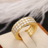 Lianfudai Trendy Female Wedding Bands with Two Tone Design Fashionable Design Engagement Ceremony Accessories Promise Jewelry Gift