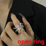 Lianfudai Creative Gothic Black Spider Animal Rings Funny Halloween Party Octopus Wizard Hat Ghost Pumpkins Finger Rings Halloween Jewelry