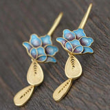 Lianfudai New Lotus Silver Color Earrings Elf Jewelry Fashion Floral Design Ladies Pendant Earrings Gift