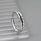 Lianfudai INS Fashion Silver Color Minimalist Irregular Twined Finger Rings Creative Geometric Punk Opening Rings for Women Girls Jewelry