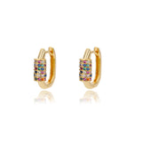 Lianfudai Rainbow Zircon Earrings for Women Stainless Steel Hoop Earring New Trending Luxury Aesthetic Jewelry aretes mujer