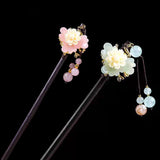 Lianfudai gifts for women  Retro Classic Flower Wood Hair Sticks For Women Handmade Crystal Beads Tassels Hairpins Hanfu Hair Forks Chinese Hair Accessory