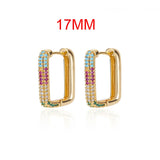 Lianfudai Rainbow Zircon Earrings for Women Stainless Steel Hoop Earring New Trending Luxury Aesthetic Jewelry aretes mujer