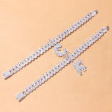 Lianfudai Cute Miaimi A-Z Alphabet Anklet Braclet on the Leg Crystal Wholesale Iced Out Summer Inital Bling Punk Cuban Link Anklet Jewelry