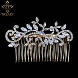 Lianfudai Christmas gifts for her Gold Color Wedding Hair Combs For Women Charm Pearls Crystal Bridal Hair Accessories Birthday Party Headwear Brides Tiara