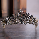 Lianfudai Christmas gifts ideas Black Baroque Crown Tiaras Queen Vintage Crystal Rhinestone Bridal Hair Accessories Bride Headbands Wedding Hair Jewelry