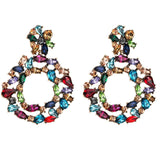 LIANFUDAI  Colorful Crystal Drop Earrings Women Round Geometric Pendant Dangle Earrings Indian Bridal Statement Jewelry Party Bijoux