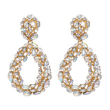 Lianfudai Christmas gifts ideas za Fashion Boho Crystal Earrings For Women New Rhinestone Statement Pearl Drop Earrings Bijoux Wholesale