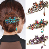 Lianfudai Christmas gifts ideas Classic Retro Ethnic Style Crystal  Hair Pins Bridal Headwear  Rhinestone Butterfly Hair Clips Women Hair Accessories Jewelry