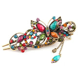 Lianfudai Christmas gifts ideas Classic Retro Ethnic Style Crystal  Hair Pins Bridal Headwear  Rhinestone Butterfly Hair Clips Women Hair Accessories Jewelry