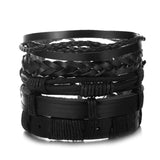 Lianfudai father's day gifts Vintage Leaf Feather Multilayer Leather Bracelets for Women Men Fashion Braided Charms Star Rope Wrap Bracelet Set Male Gift