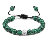 Lianfudai Christmas wishlist Natural Green Malachite Stone Beads Bracelets Weave Braiding Charm Couple Bracelet for Men Women Yoga Jewellery Best Friend Gift