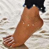 Lianfudai Bohemia Beads Ankle Bracelet for Women Leg Chain Round Tassel Anklet Vintage Foot Jewelry Accessories