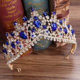 Lianfudai Christmas gifts for her European Red Green Crystal Big Crown Headwear Bridal Wedding Hair Accessories Jewelry Bride Tiaras Princess Crowns