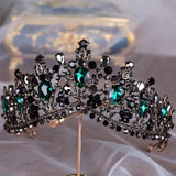 Lianfudai Christmas gifts for her European Red Green Crystal Big Crown Headwear Bridal Wedding Hair Accessories Jewelry Bride Tiaras Princess Crowns