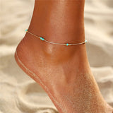 LIANFUDAI Multi Rainbow Colorful Seed Beads Foot Leg Ankle Bracelet Handmade Beaded Ocean Beach Anklets For Women Beach Jewelry