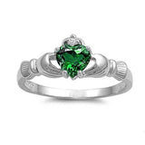 Lianfudai Christmas wishlist Love Heart Ring with Birthstone Silver Plated Irish Claddagh Wedding Engagement Rings for Women Best Christmas Lover Gift