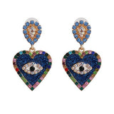 LIANFUDAI  Brand Hot Colorful Crystal Heart Shaped Drop Dangle Earrings For Women Charm Maxi Statement Pendant Earrings Jewelry