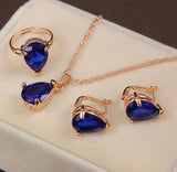 Lianfudai  gifts for women Amazing Price jewelry sets african bridal gold color necklace earrings Ring wedding crystal sieraden women fashion jewellery set