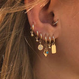 Lianfudai  gifts for women Vintage Gold Ball Cross Heart Geometric Earring Sets for Women Gift Punk Fashion Crystal Pearl Stud Earrings Jewelry
