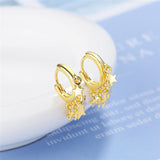 Lianfudai New Lovely Earring For Women Girls Bead Star Tassel Earrings Gold Silver Color Small Huggie Hoop Earring Oorbellen Gifts