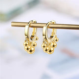 Lianfudai New Lovely Earring For Women Girls Bead Star Tassel Earrings Gold Silver Color Small Huggie Hoop Earring Oorbellen Gifts