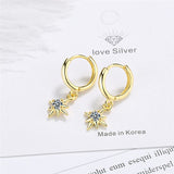 Lianfudai New Lovely Earring For Women Girls Bead Star Tassel Earrings Gold Silver Color Small Huggie Hoop Earring Oorbellen Gifts