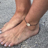 Lianfudai Christmas gifts ideas Gold Metal Shell Coconut Tree Female Anklets Barefoot Sandals Foot Summer Double Layers Anklets On Foot Ankle Bracelets